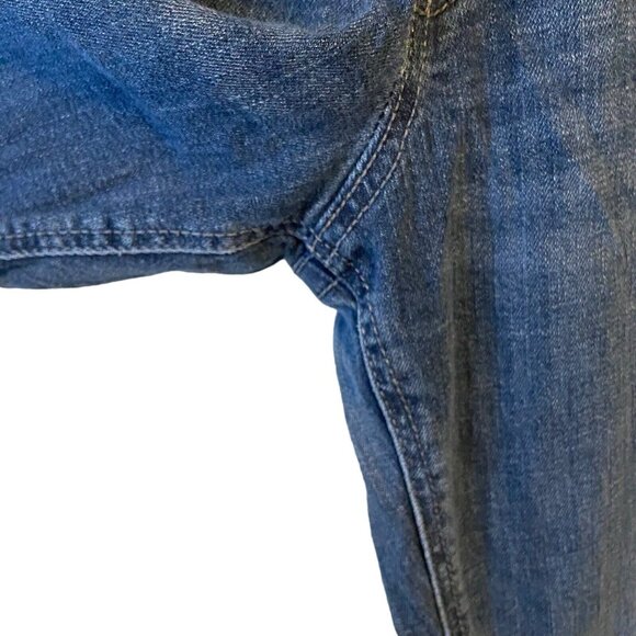 Indigo Blue Maternity Womens Jeans Distressed Blue Small Full Panel Band Beige - Picture 8 of 15